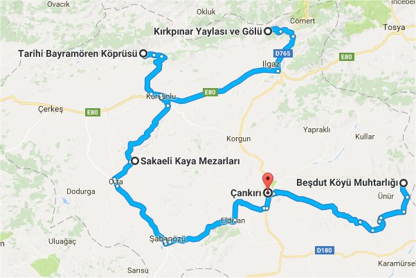 Cankirida_merkeze_mesafeli_gezilecek_yerler_harita